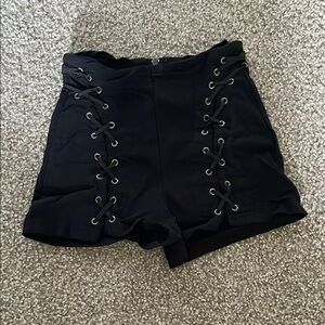 Spirit Black High Waist Lace-Up Shorts